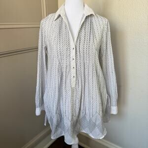 Anthropologie Vanessa Virginia Black & White Tunic Top Size 2 100% Cotton L0215